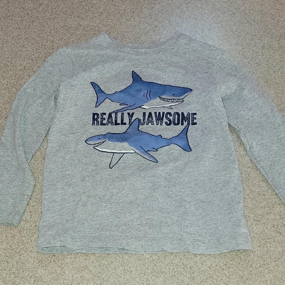 Carter's Gray Really Jawome Shark Graphic Long Sleeve Tee Size 3T
